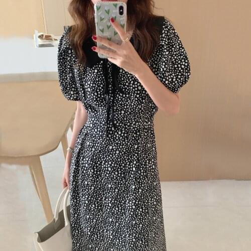 Baby Collar Short Sleeve Polka Dot Dress Collar Detachable Pastel Vestidos De Festa Sukienki Na Wesele Damskie Women Dresses