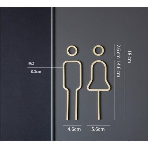 Gold Color Metal Toilet Sign Plate Brass Wash Room Door Wall Label Sticker Wc Holder