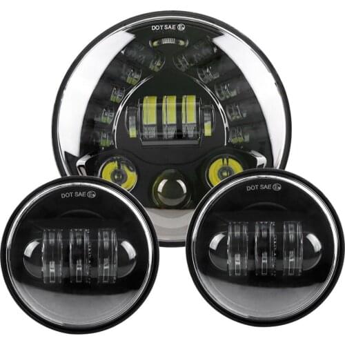 1 X 7inch Amber Turning Signal Led Headlight projector Headlamp Black with 2X4.5inch LED passing fog light runging lights