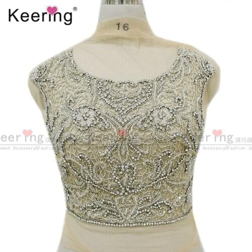 100%Handmade rhinestone bodice applique for wedding panel WDP-023