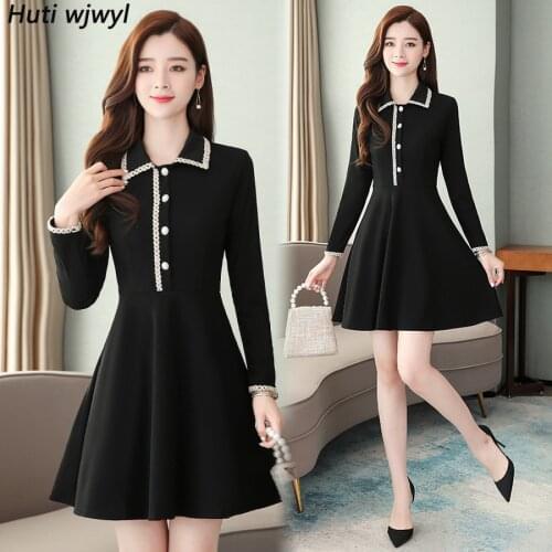 2021 Vintage Chic Black Sexy Mini Dress Autumn Winter 4XL Plus Size Solid Long Sleeve Dress Elegant Women Bodycon Party Vestidos