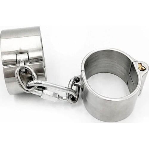 4cm High Lockable Stainless Steel Metal Handcuffs Bondage Restraints Adult Games Sex Toys For Couples BDSM Torture Hand Cuffs