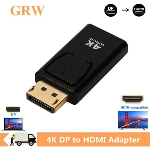 Grwibeou DP To HDMI-Compatible Max 4K/2160P Display Port DP Male To HDMI Female Adapter Black High Quality For HDTV PC