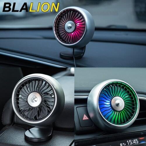 Car Back Seat Fan Portable Air Cooling Fan Car Vent Clip 3 Gears Wind Speed Gradient Color Auto Desktop Fan Usb Atmosphere Light