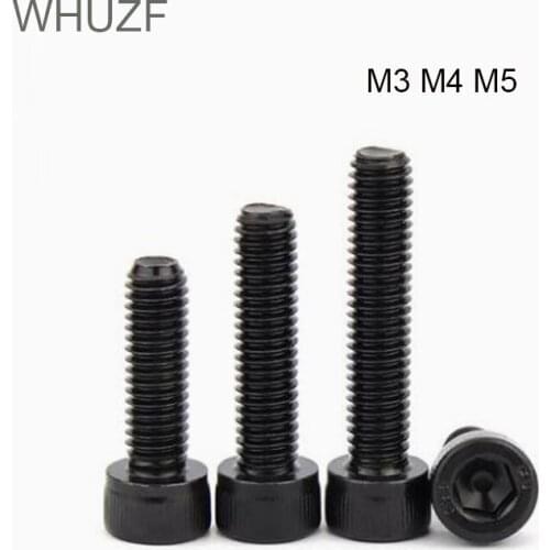 WHUZF Parafus 50/100PCS болт o Hexagon Hex Socket Cap Head Screw Bolts M3 M4 M5 12.9 Grade Carbon Steel Allen Screw Din912