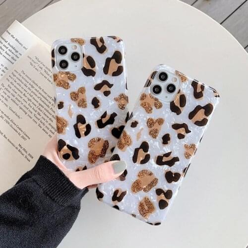 Phone Case For iPhone 12 Mini 11 Pro X XR XS Max 7 8 Plus SE 2 Fashion Dream Shell Pattern Leopard Print Soft IMD For iPhone 12