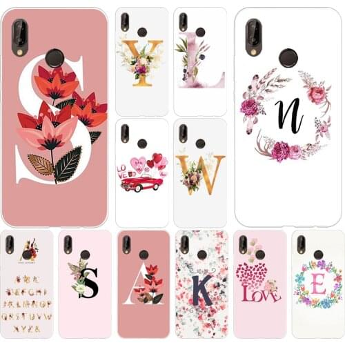 37AS Alphabet Letter Soft Silicone Tpu Cover phone Case for Huawei P20 P30 Pro Mate 10 20 lite