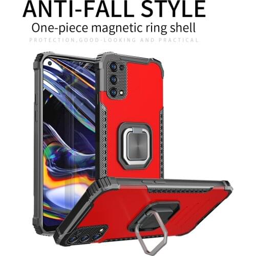Magnetic Metal Ring Stand Armor Shockproof Case For Realme 5 6 7 Pro 5i 6i 7i C11 C12 C15 C17 C20 C21 Aluminum Alloy Back Cover