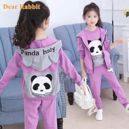 Childrens girls' spring autumn clothing set 2020 new fashion big children sports Vest pants coat three-piece suit girls clothes