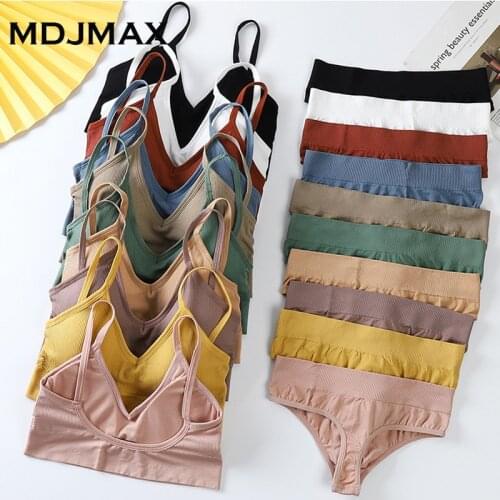 Women Bra Panties Set Push Up Sport Bra Set Sexy G-String Seamless Active Bra Thong Lingerie Set Fitness Crop Top Underwear 2021