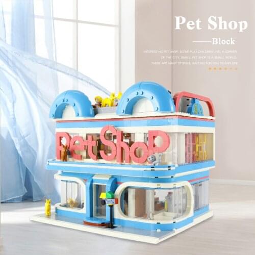 Street View Series Pet Shop Building Blocks City Street View Aminal House 3D Modle Bricks Birthday Gifts Toys for Kids 86004