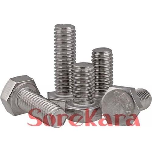 M4*8/10/12/16/20/25/30/35/40/45/50mm Pitch 0.7 304 Stainless Steel Hex Head Cap Screws Tap Bolts