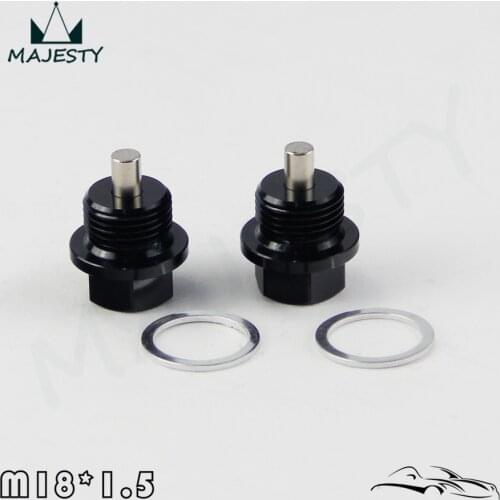 2PCS M18x1.5 Magnetic Engine Oil Pan Drain Filter Adsorb Plug Bolt + Washer