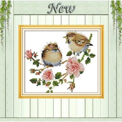 Happy birds animal home Decor paintings counted printed on the canvas DMC 11CT 14CT kits Cross Stitch embroidery needlework Sets