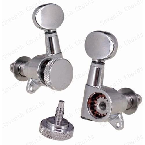 A Set of 6 Pcs Locked String Tuning Pegs Tuners Machine Heads For Acoustic Electric Guitar With Oval Concave Button