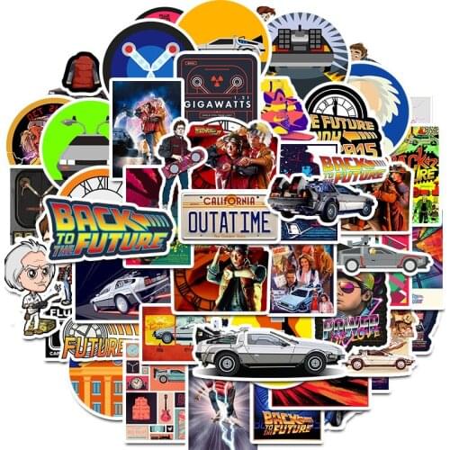 50Pcs Movie Back To The Future Stickers Pack For On The Laptop Fridge Phone Skateboard Travel Suitcase Sticker