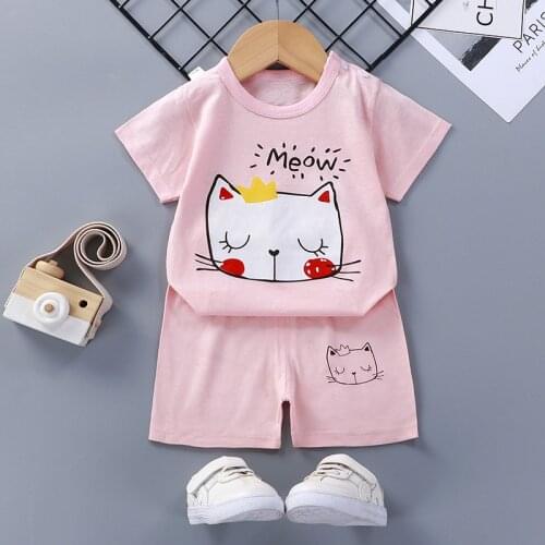 2021 New Kids Baby Clothing Set Cotton Casual Childrens Clothing Sports Suit Tracksuit For Girls Boys Outfit Summer