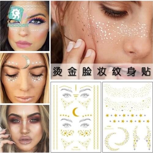 2021 New Gold Sexy Face Temporary Tattoo Waterproof Blocked Freckles Makeup Stickers glitter Eye Decal Wholesale