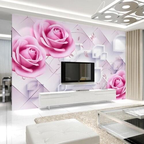 Papel de parede 3d large rose mural wallpaper for wall background TV sofa paper parede of wall paper Home Decoration