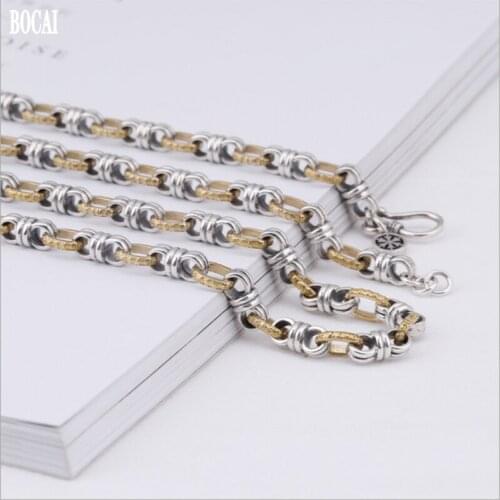 New s925 pure silver six character mantra necklace women retro Thai silver personality necklace exaggerated men necklace silver