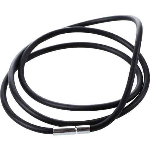 25.5 Inch 3MM Rubber Neck Cord Necklace with Stainless Steel Closure - Black
