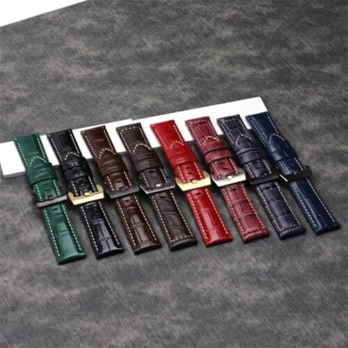 High qualityGenuine bamboo leather Watchband For Panerai Strap For PAM441 Bracelet Pin Buckle engraving logo Band 24mm