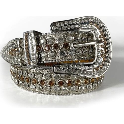 Champagne Luxury Brand Belt Western Belt Fashion Leather Strap Men Cowboy Cowgirl Crystal Gothic Belt Cintos Femininos De Luxo