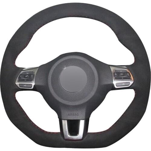 Hand-stitched Black Suede Car Steering Wheel Cover for Volkswagen Golf 6 GTI MK6 VW Polo GTI Scirocco R Passat CC R-Line 2010