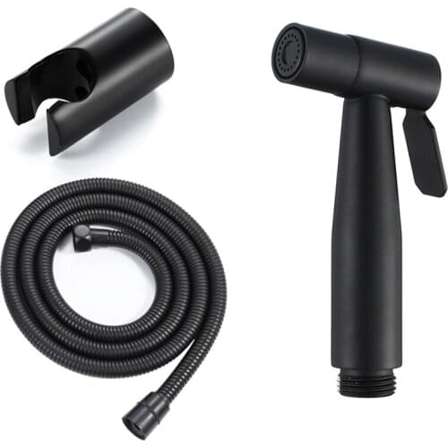 Handheld Bidet Spray Shower Set Toilet Sprayer Douche Kit Bidet Faucet with Base and 1.5M Hose, Black