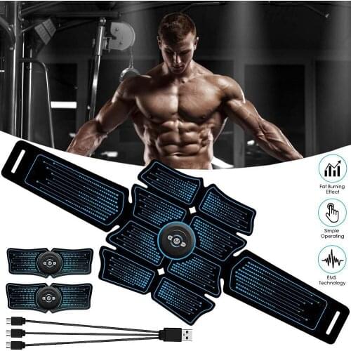 Abs Stimulator Muscle Toner EMS Press Trainer Abdomen Electrostimulation USB Charged Fitness Home Workout Muscle Toning Belt
