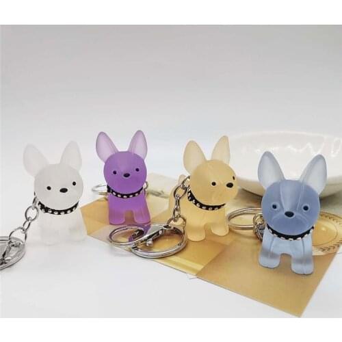 Trendy Cute Dog Keychain Exquisite Bag Pendant Matte Texture Fighting French Bulldog Keyrings Fresh Color Car Trinket Women Gift