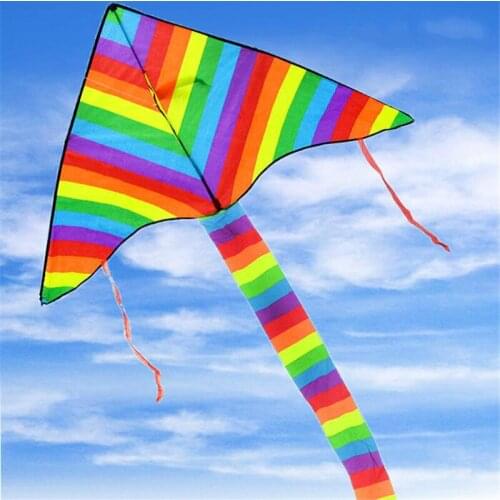 High Quality Colorful Rainbow Kite Long Tail Nylon Outdoor Kites Flying Toys for Children Kids Kite Surf with 30m Kite Line