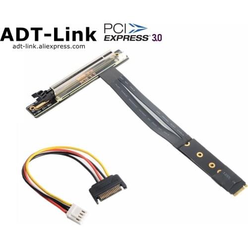 High Speed PCI-E PCIe 3.0 X16 16X To M2 M.2 M-Key Key M Gen3 Extender Extension Cord Cable with Sata Power Cable 90 Degree