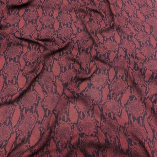 140CM Wide 19MM Red Snake Skin Print Silk Fabric for Summer Dress Shirt Cheongsam Suit Pants G039