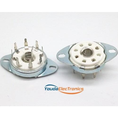 2pcs GZC8-8-Y PCB Mounting Silver plated 8pin ceramic Vacuum tube socket for 4P1S 5B254 7N7 4J1S 12j1s