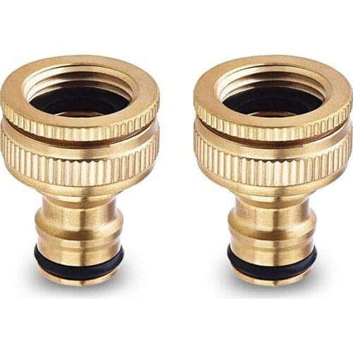 2 Pack Br Garden Hose/Hosepipe Tap Connector 1/2 Inch and 3/4 Inch 2-in-1 Female Threaded Faucet Adapter