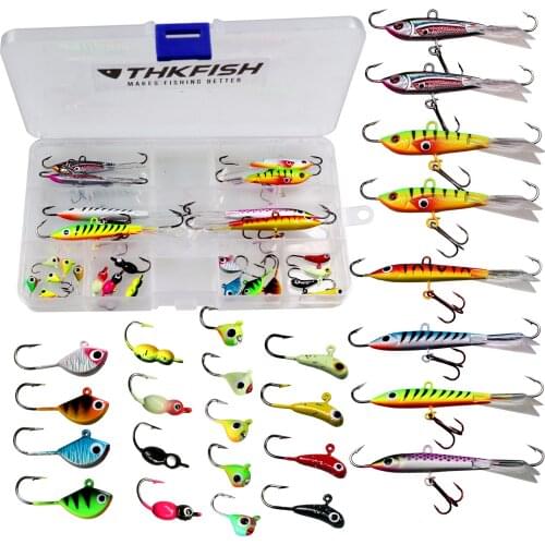 26pcs Ice Fishing Lure 1.1g-18g Assorted Ice Fishing Jigs Walleye Winter Fishing Lures Hooks Box Set