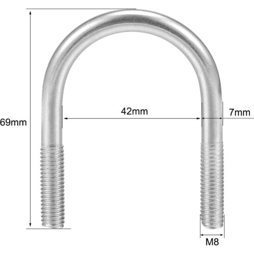 Uxcell M8 304 Stainless Steel U-Bolt Fastener for 42mm Pipe Diameter 4pcs