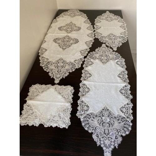 5 Parça Fransız Dantelli Kadife Salon Takımı