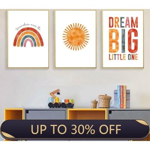 Watercolor Baby Animal Giraffe Elephant Cloud Balloon Canvas Poster Nursery Wall Art Print Painting Nordic Kids Bedroom Decor