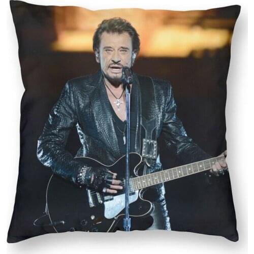 Johnny Hallyday Guitar Cushion Cover French Rock Music Floor Pillow Case for Living Room Fashion Pillowcase Home Decoration