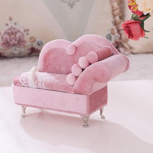 Velvet Sofa Design Jewelry Storage Box Necklace Earring Organizer Case