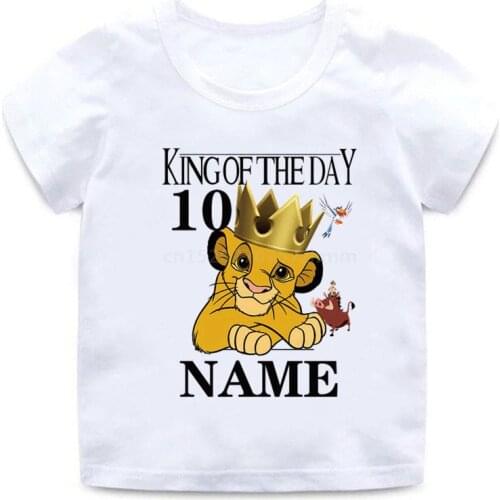 Birthday T-shirt Number 1-10 Years The Lion King Cartoon Boy T-shirt Baby Girl Boy Tops Funny Childrens Wear Graphic T Shirts