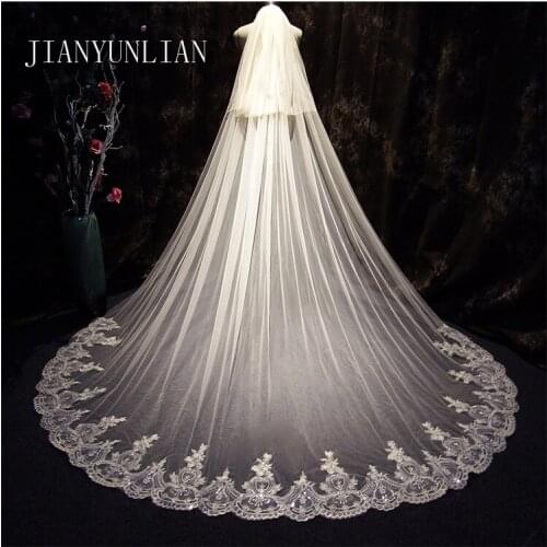 New Arrival White Ivory 2 layers Wedding Veils Long Lace Edge Bridal Veil 2020 Wedding Accessories Bride Veu Wedding Veil