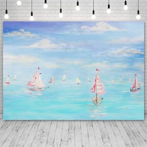 Avezano Baby Shower Backdrop Sea Sailing Sky Clouds Children Background Photography Studio Photozone Photocall Photo Props Decor