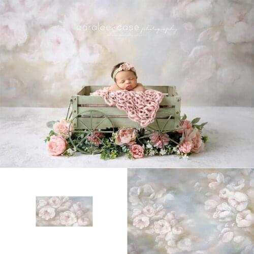 Newborn Baby Portrait Photography Backdrop Oil Painting Floral Photo Background Studio Hand Printed Flowers photophone Prop