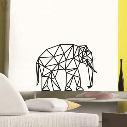 Geometric Long Nose Elephant Art Mural Wall Stickers Huge Animals Solid Outline Home Vinilos Decorativos Living Room Decal SYY92
