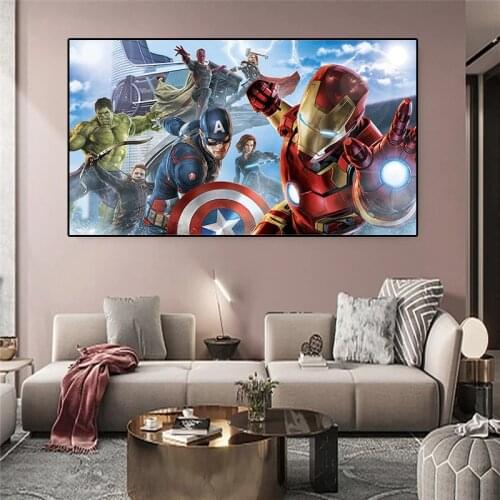 Superhero Avengers Iron Man Captain America Canvas Painting HD Print Poster Home Living Room Decoration Teen Room Decoration