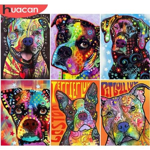 HUACAN Full Square Diamond Painting Dog Craft Kit 5D DIY Diamond Embroidery Animal Colorful Mosaic Needlework Handmade Gift