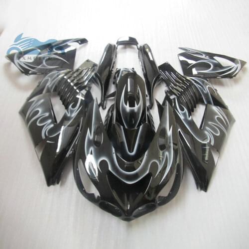 Customized Injection fairings kit for KAWASAKI Ninja ZX14R 2006 2007-2011 ABS fairing kits ZX 14R 06 07 08-11 white flames parts